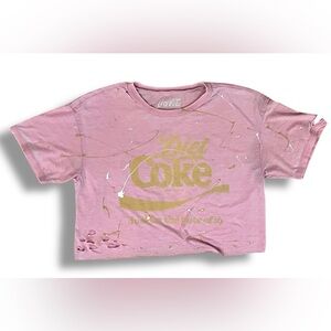Diet Coke Custom Upcycled Reworked Graphic T Shirt Cropped Enjoy Coke Baggy S